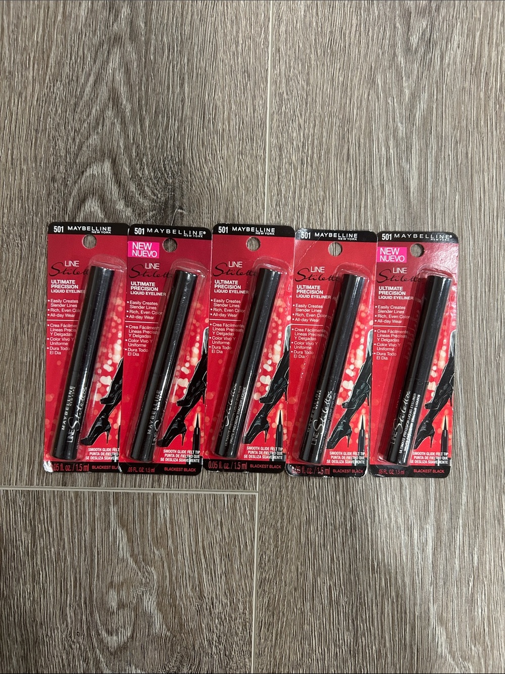 NEW 5X Maybelline Line Stiletto Eyeliner #501 blackest black 💐 FIRM PRICE 💐